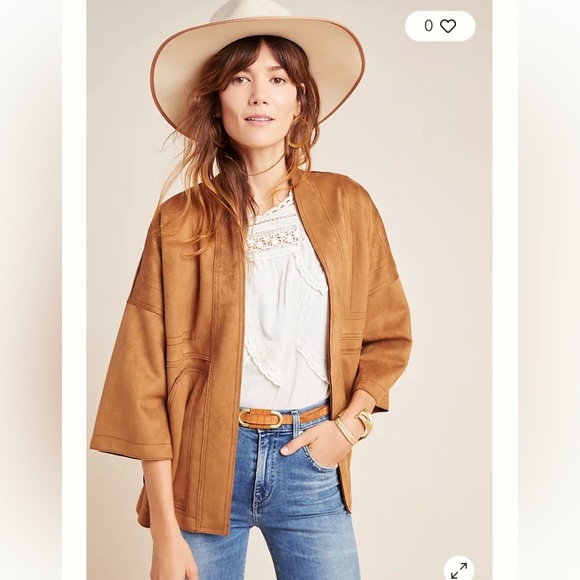 Anthropologie Scarlett Sueded Kimono Jacket NWT Bronze Brown - Picture 7 of 11